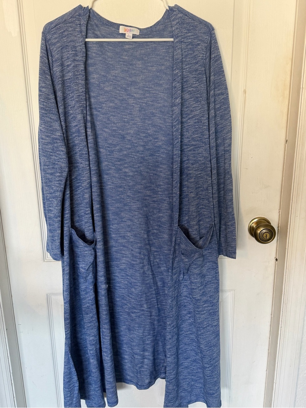 LuLaRoe Heathered Blue Women's Top with Logo Tag
